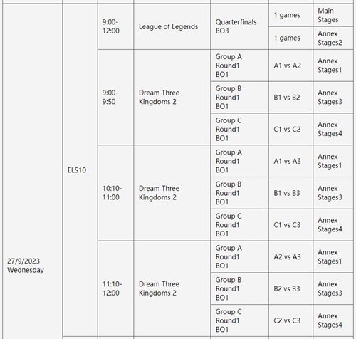 2023英雄联盟亚运会赛程时间表最新