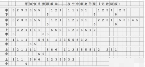 原神夜空中最亮的星琴谱