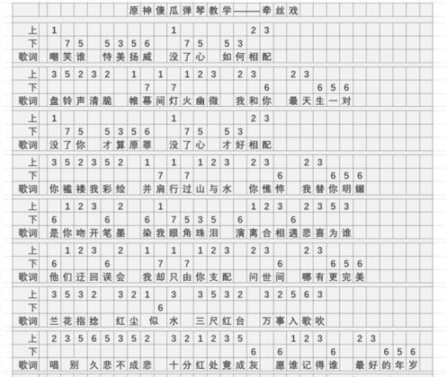 原神牵丝戏琴谱